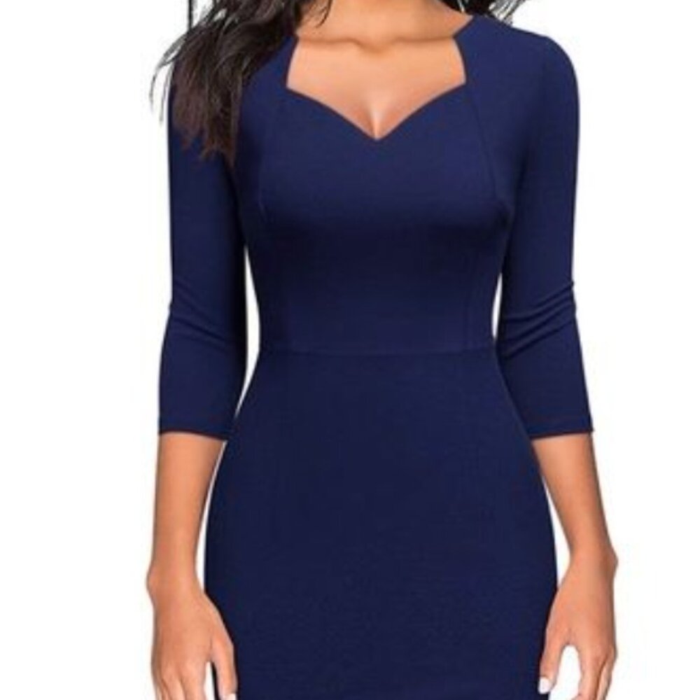 NWT!! Women’s Vintage V-Neck Ruffle Slim Cocktail Party Dress, Size Large